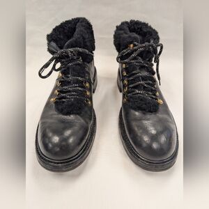 Dolce & Gabbana Black Trekking Fur-Lined Leather Boots Size 11
